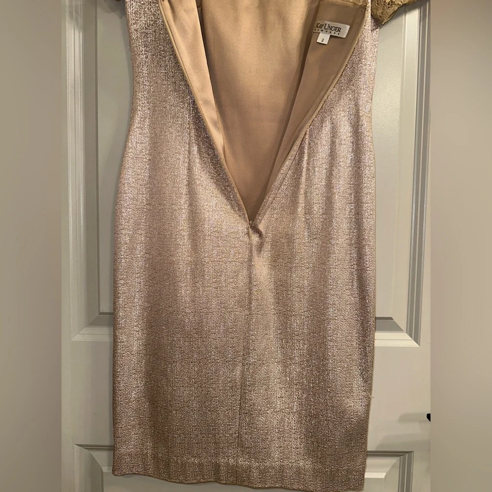 KAY UNGER MET JACQUARD COCKTAIL LACE EMBELLISHED DRESS // SIZE 2 - Picture 8 of 11